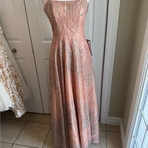 Say Yes to the Prom - Macy's Elegant Rose Gold /Nude Multi Sequin Prom Dress